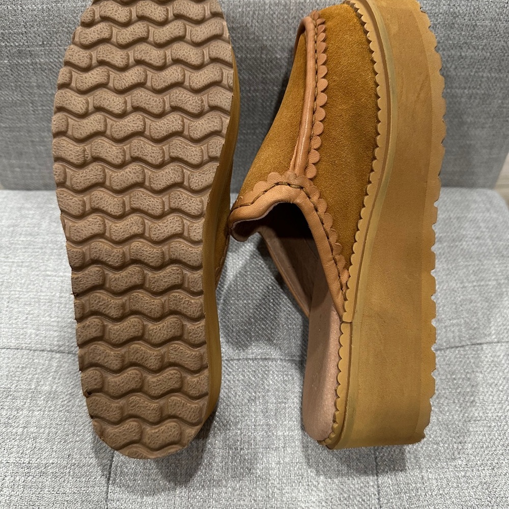 Stand tall cognac suede slip on shoes. NWT. Seychelles